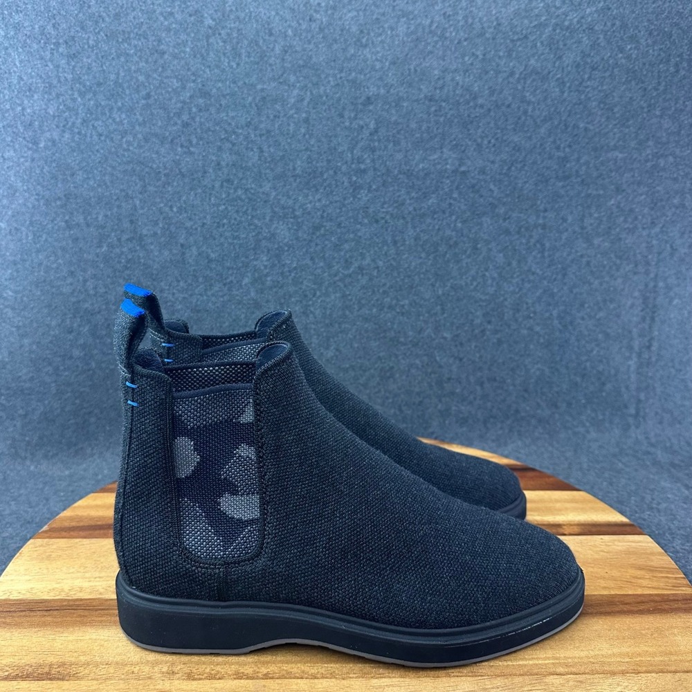 Rothys Chelsea Boot Mens Size 7.5 Black The Merino Wool Blend Chukka Slip On